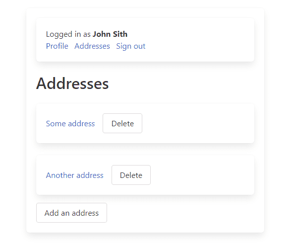 Addresses page