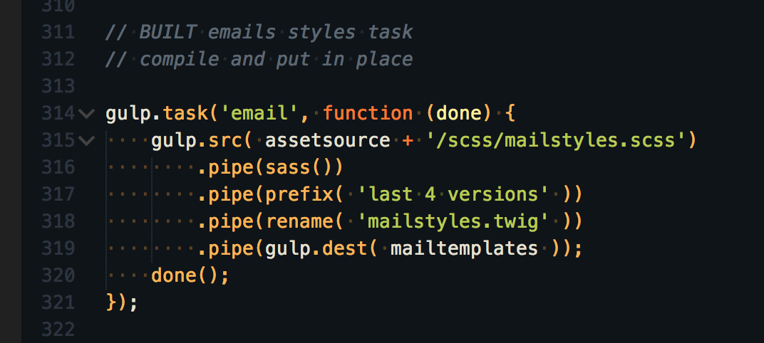 Gulp task to create the styles