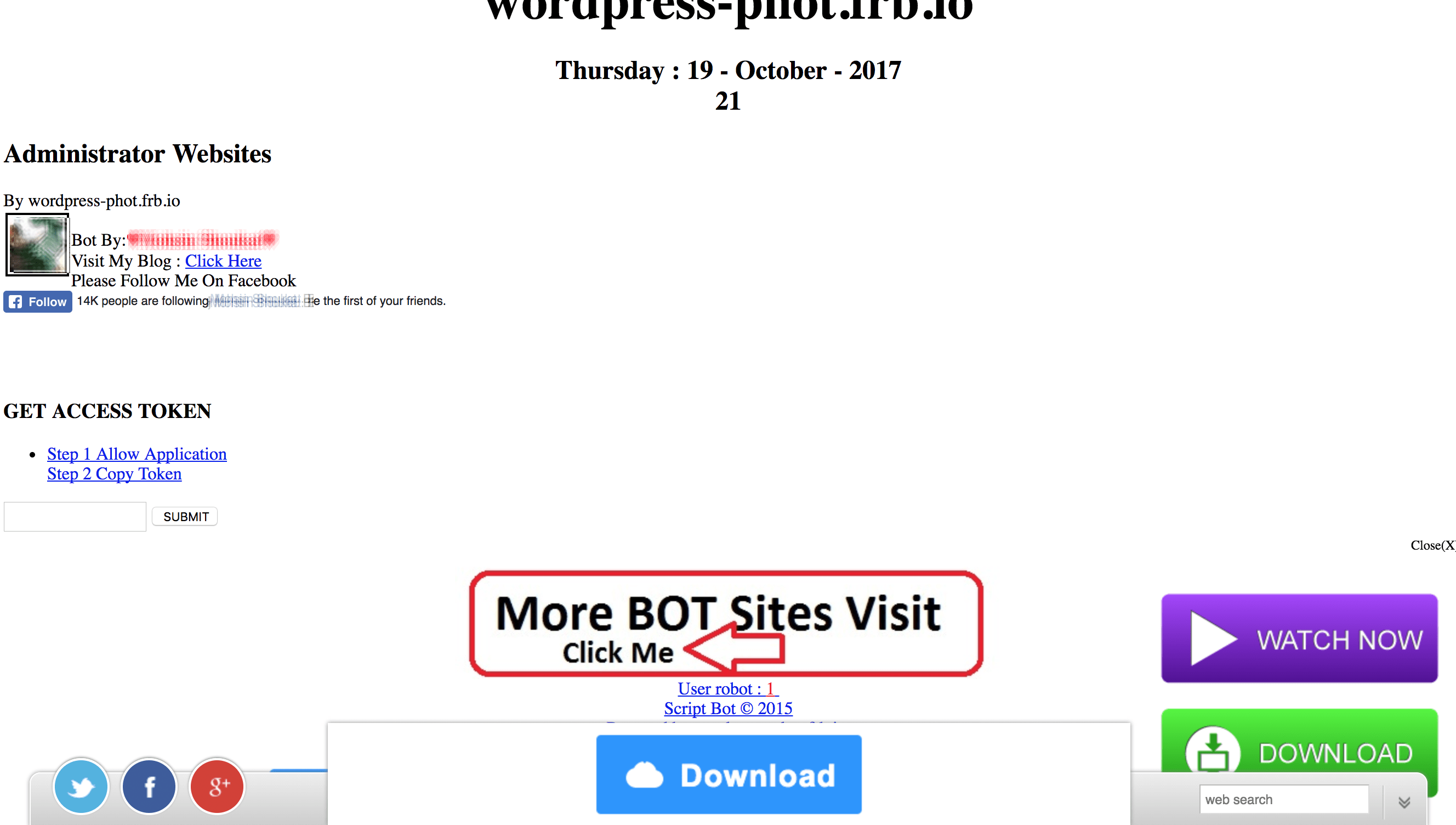 Facebook bot screenshot