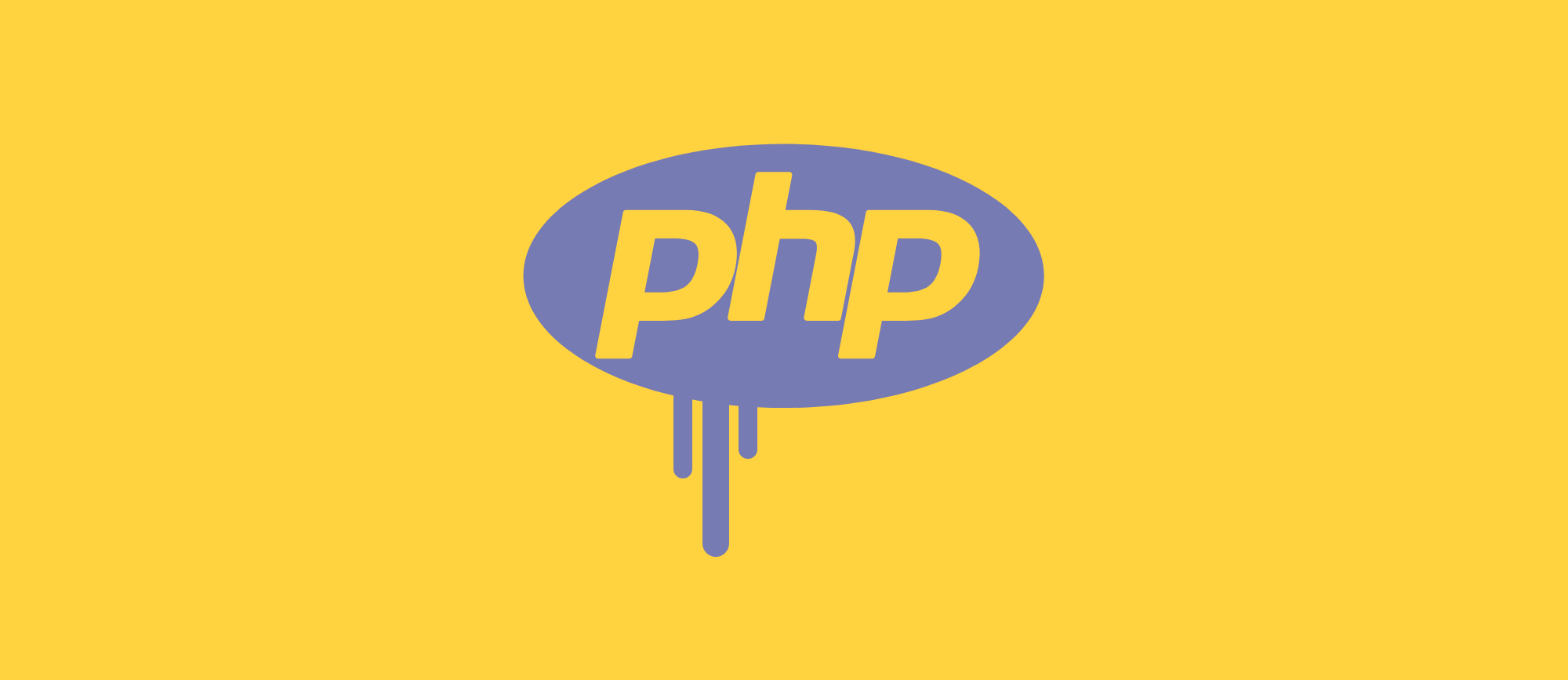 The PHP logo dripping on a yellow background.