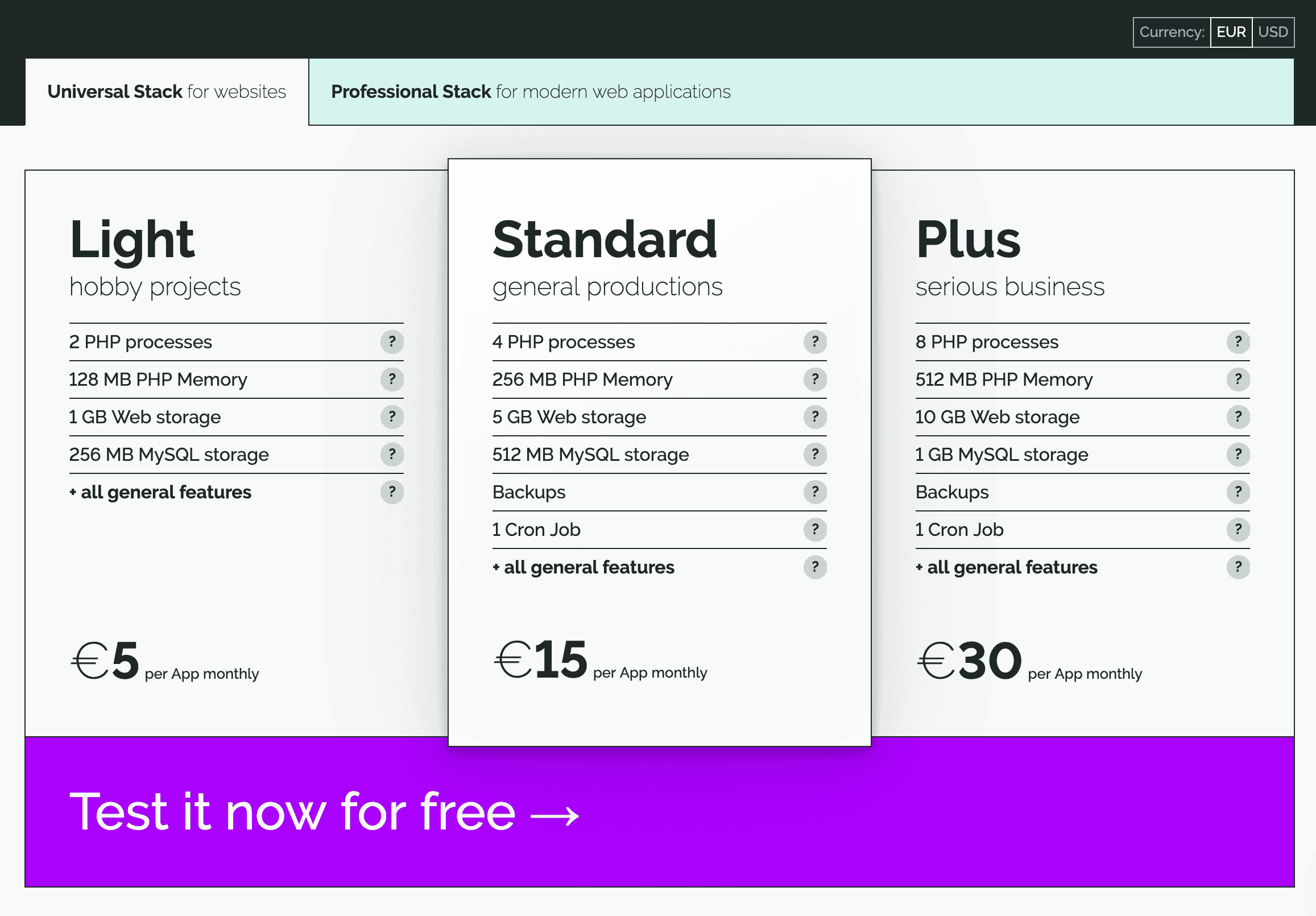 Pricing page